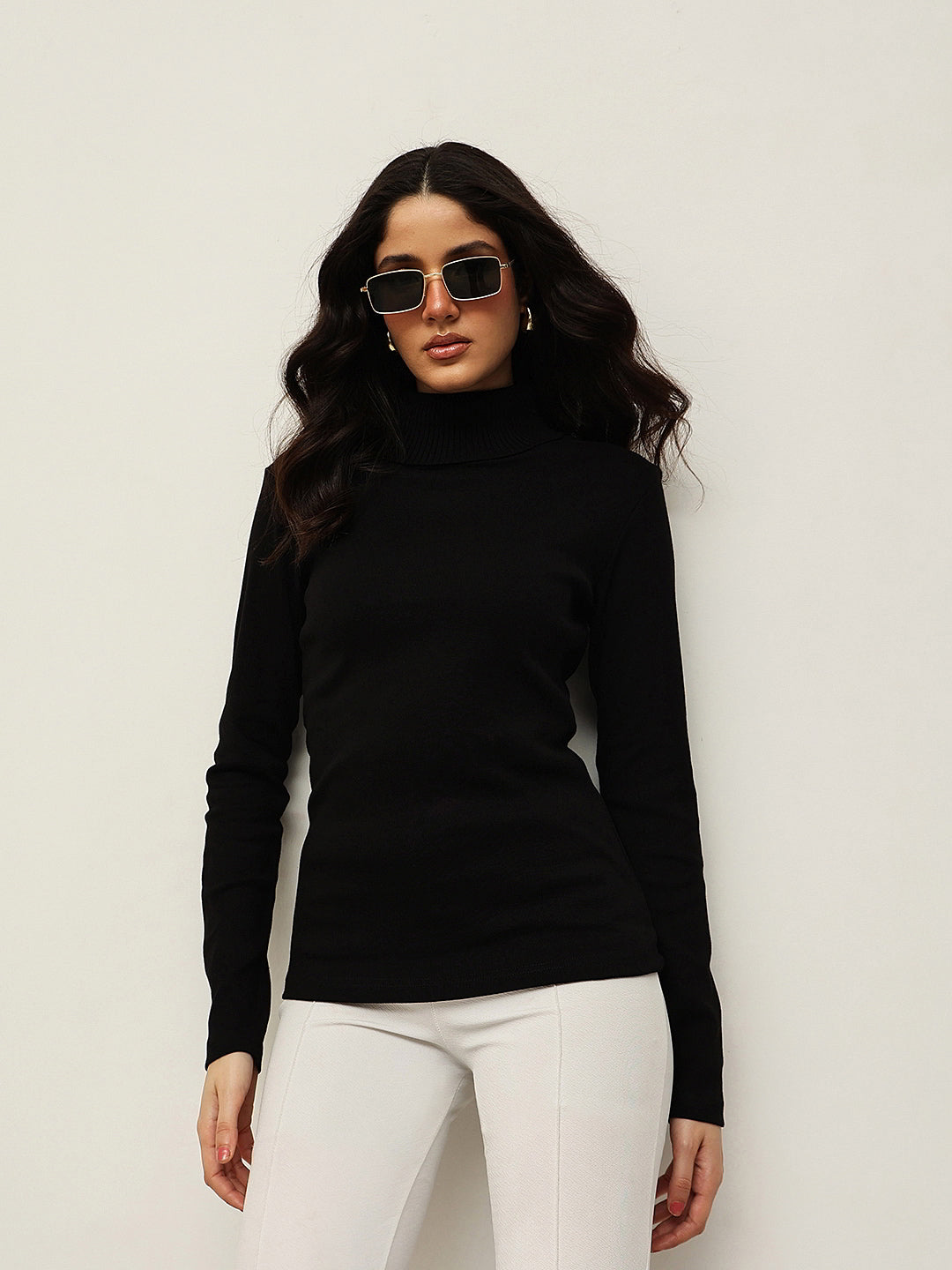 Cotton Roll-Up Turtle Neck Top