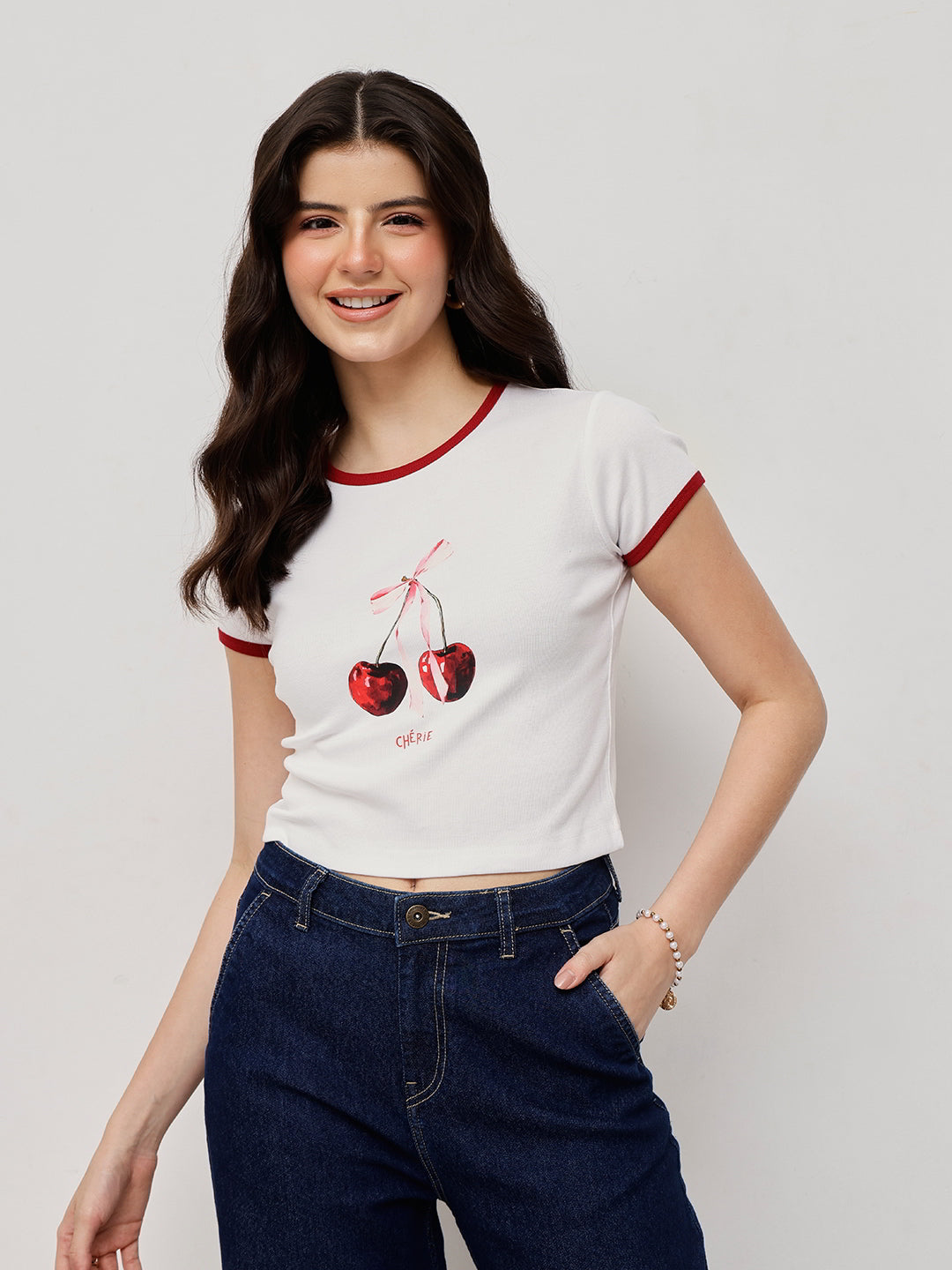 Cotton Ribbed Contrast Trim Crop Top