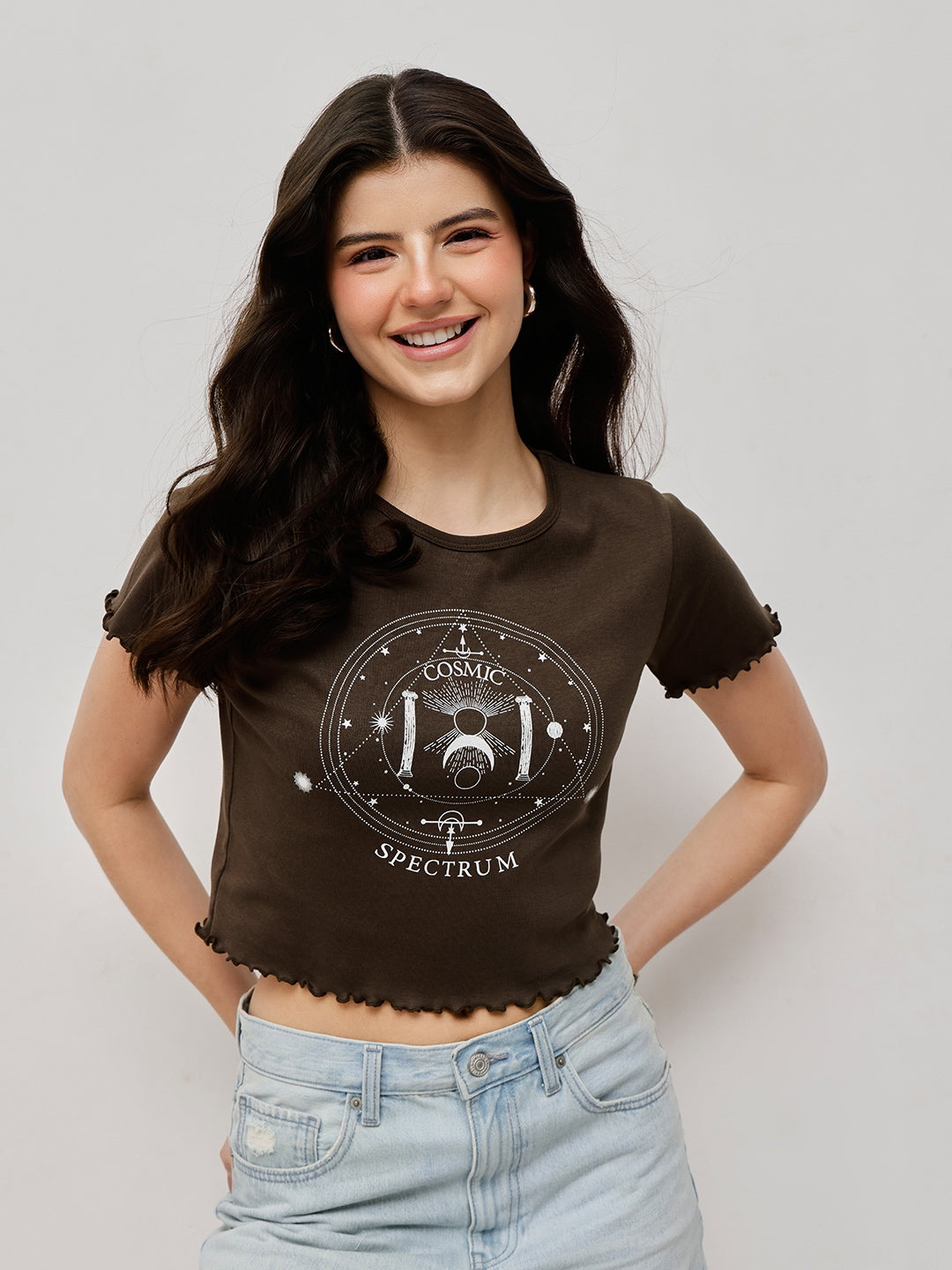 Cotton Ribbed Lettuce Hem Crop Top