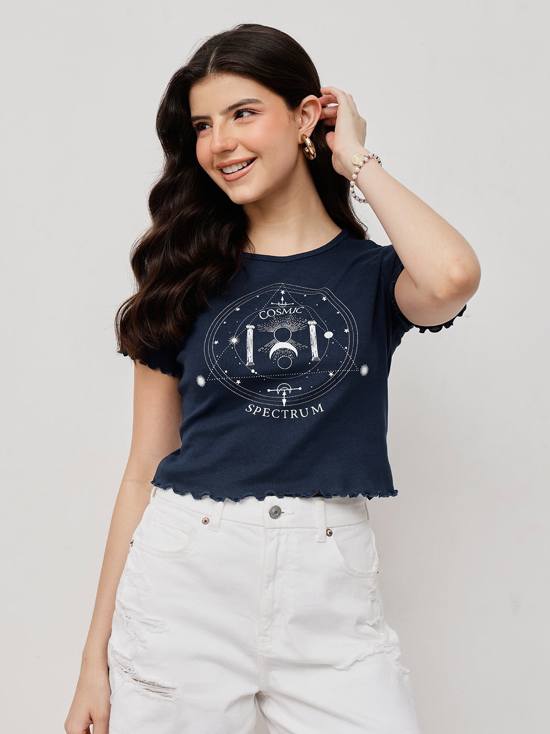 Cotton Ribbed Lettuce Hem Crop Top