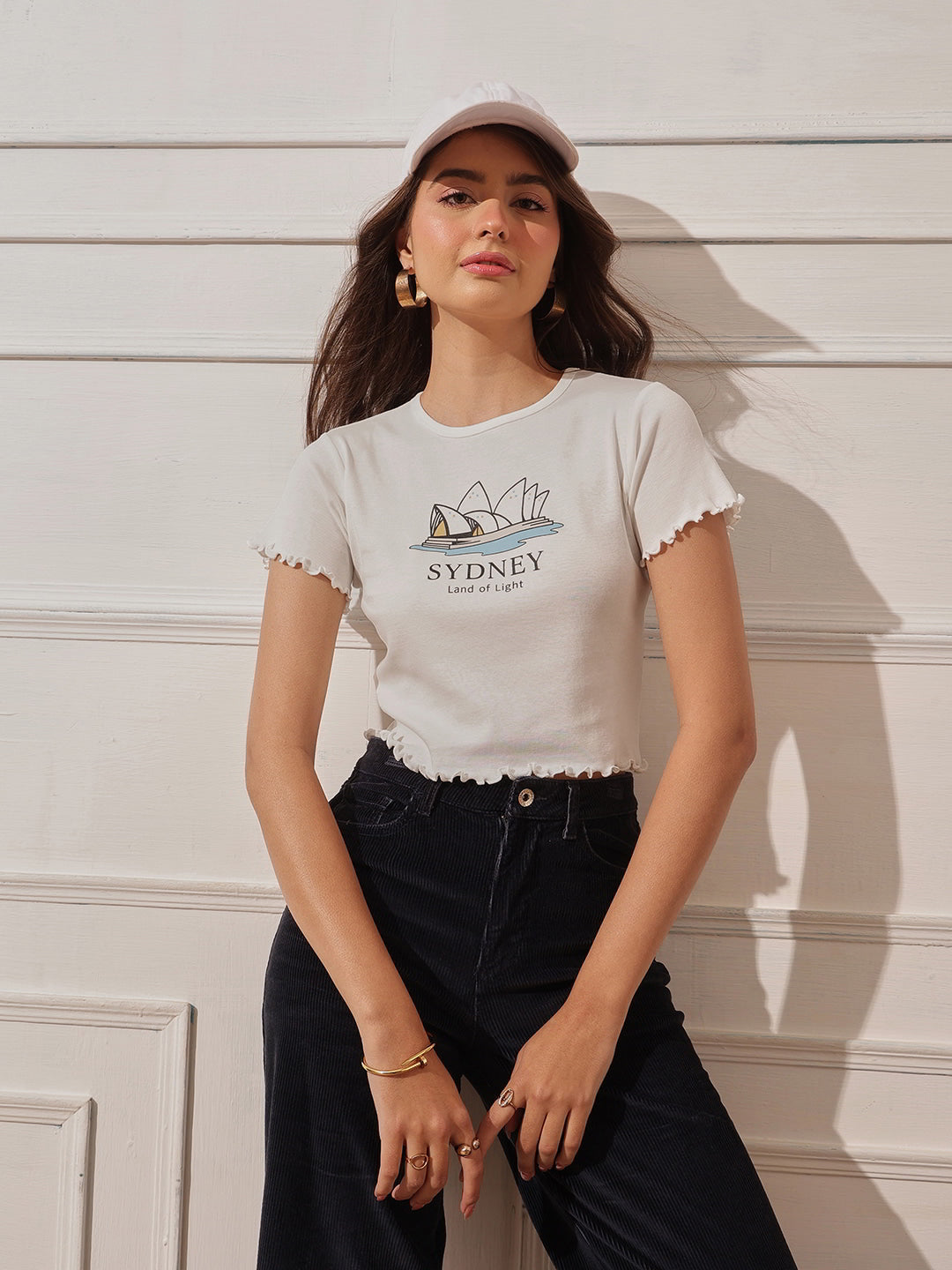 Cotton Ribbed Lettuce Hem Crop Top