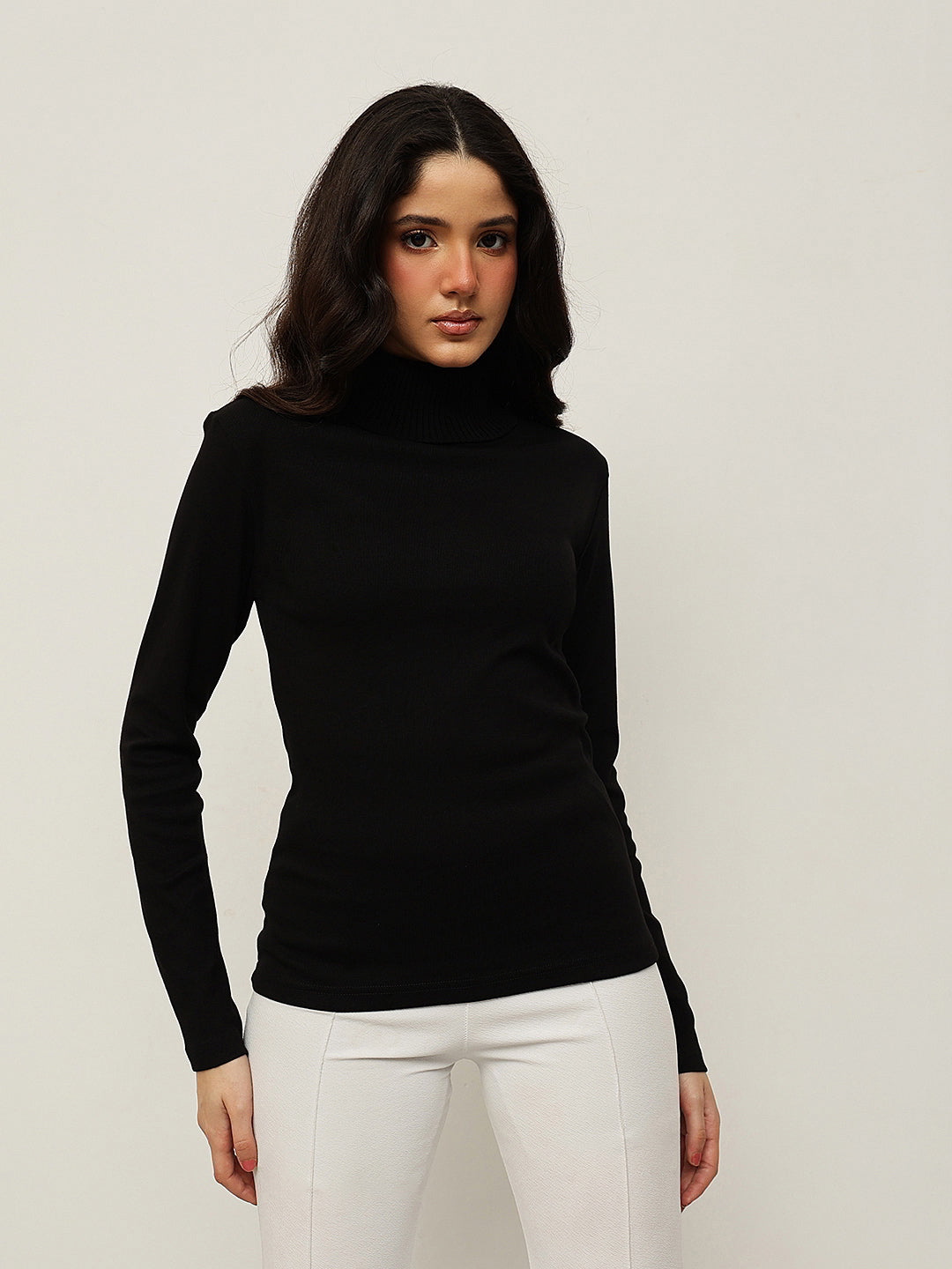 Cotton Roll-Up Turtle Neck Top