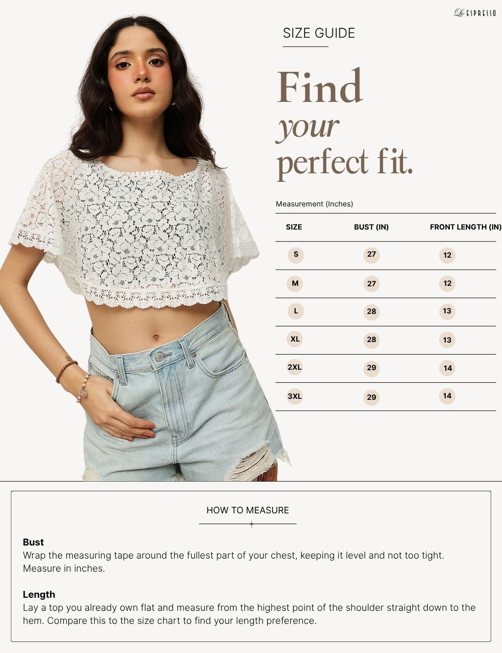Floral Lace Cape size guide
