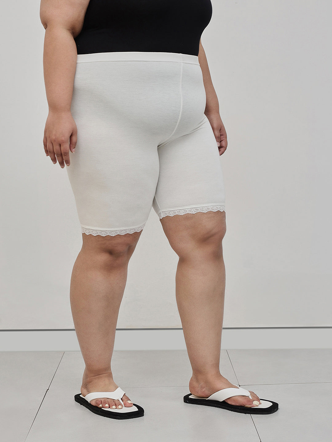 Viscose Safety Shorts with Lace Hem Plus Size
