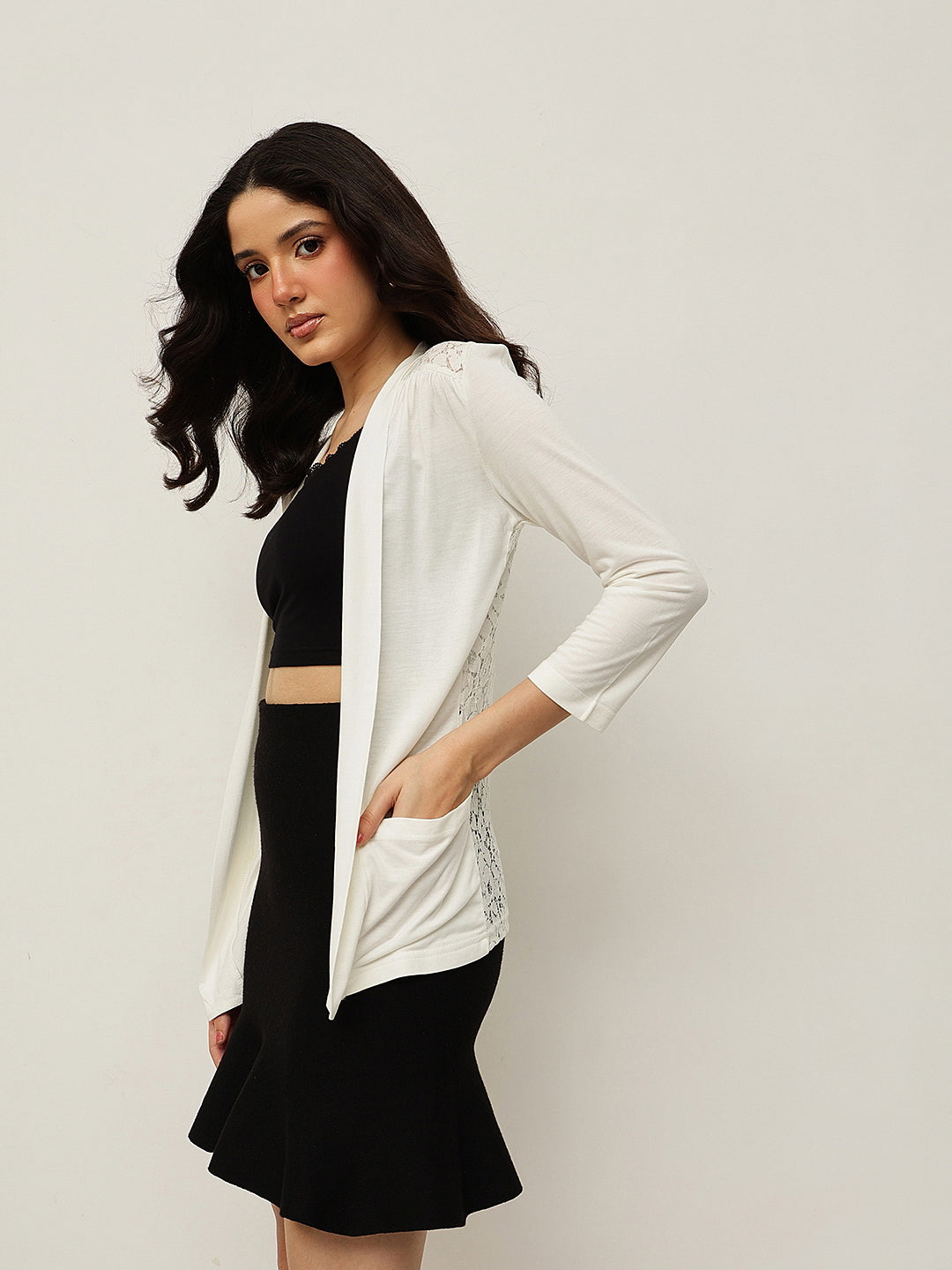 Lace-Back Viscose Shrug