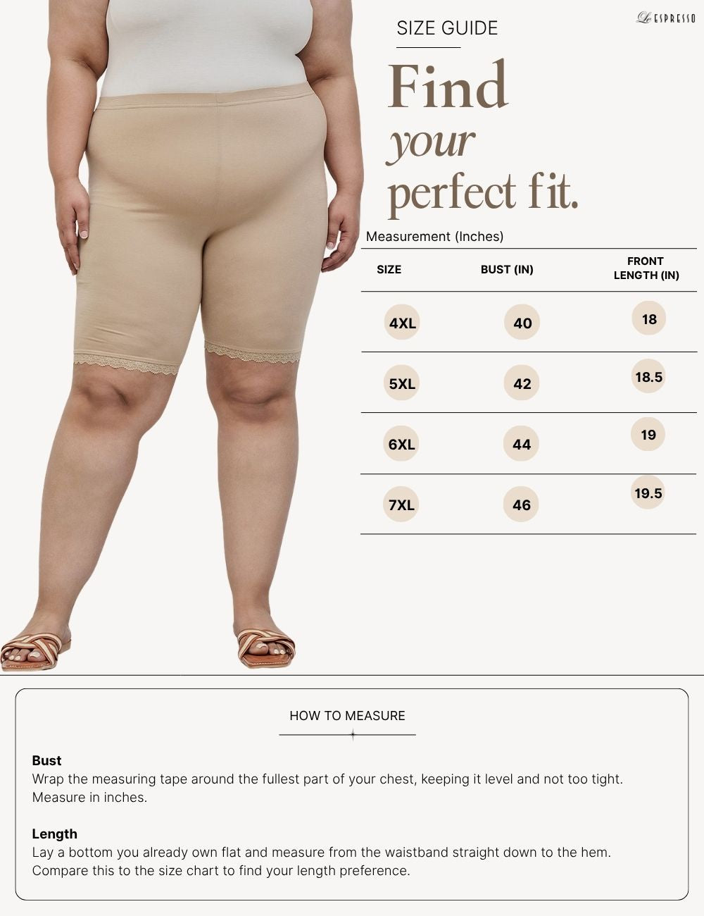Viscose Safety Shorts with Lace Hem Plus Size size guide