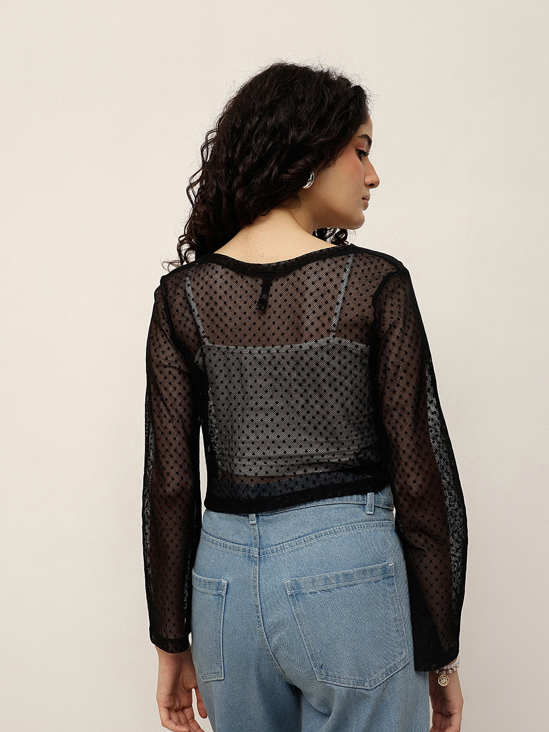 Bell Sleeve Dotted Lace Shrug