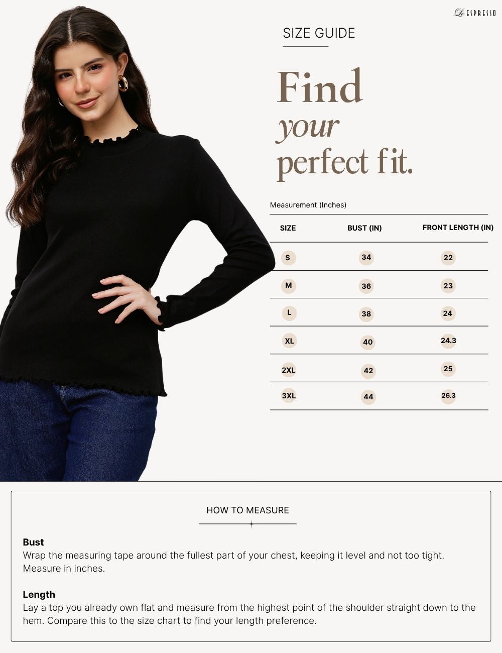 Cotton Ribbed Lettuce Hem Top size guide