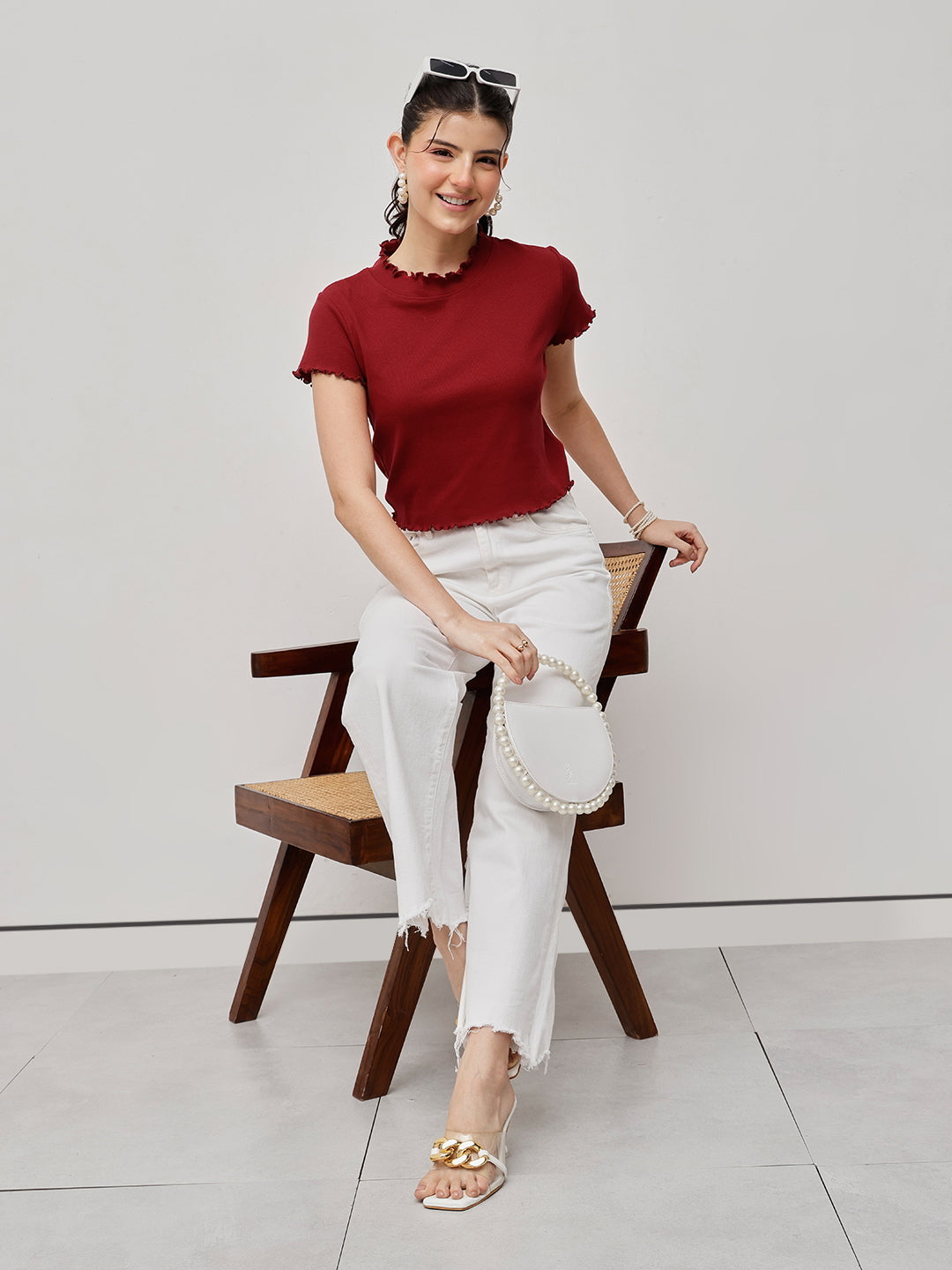 Cotton Ribbed Lettuce Hem Crop Top