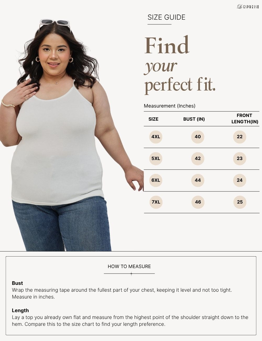 Viscose Everyday Camisole Plus Size- Pack of 2 size guide