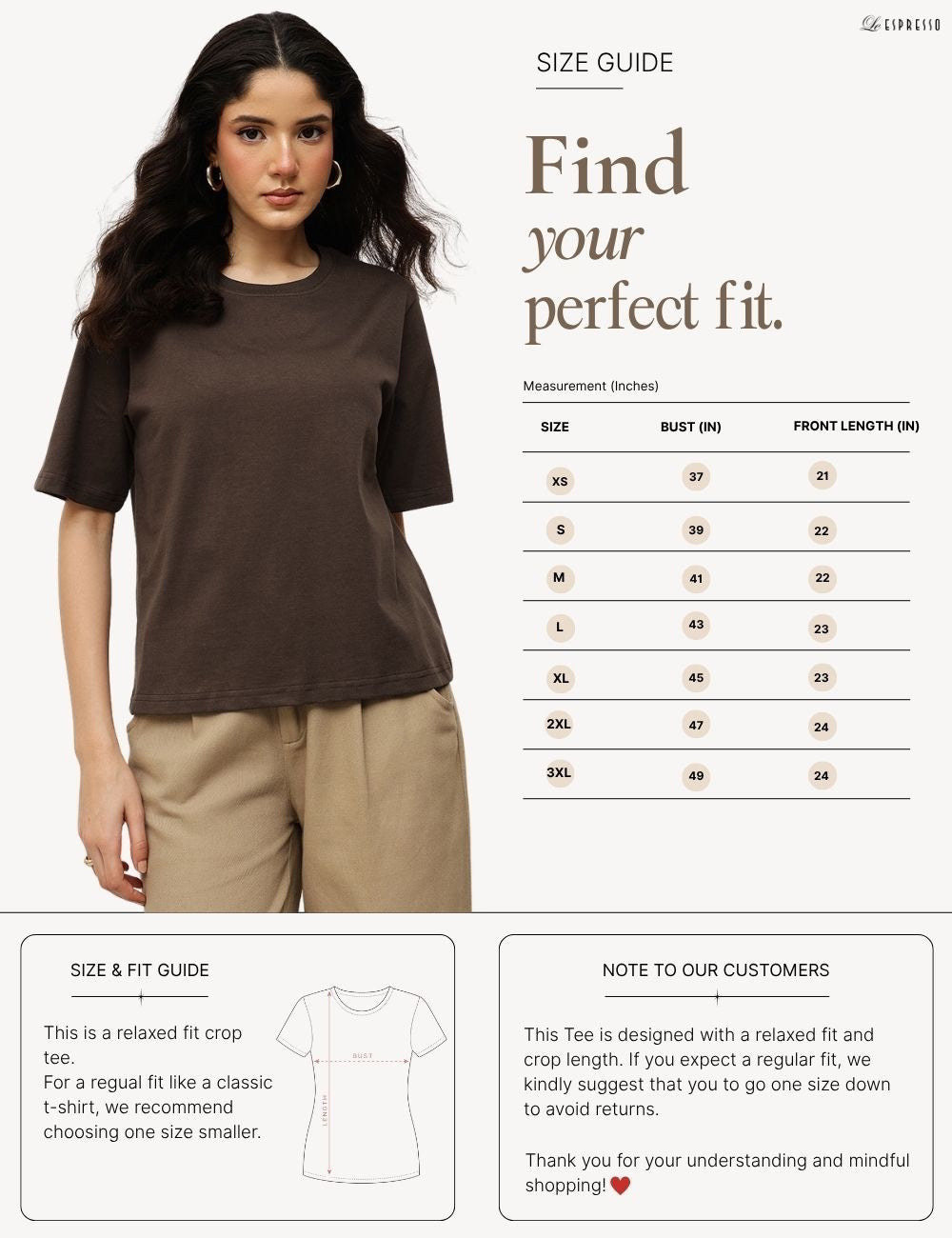Cotton Relaxed Crop Tee size guide