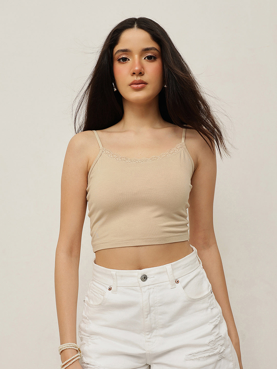 Lace Trim Crop Camisole - Pack of 2